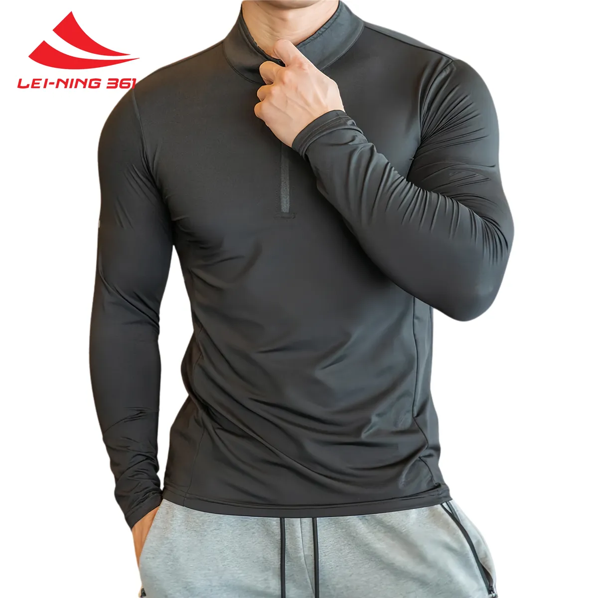 Áo Thun Giữ Nhiệt Dài Tay Lei-Ning 361 Cổ Khóa Kéo-AOGN01.361-detail-2